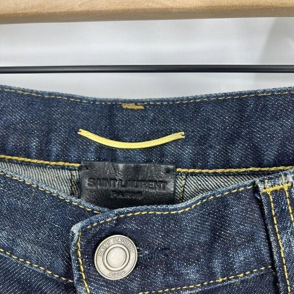 Saint Laurent Jeans Size 33 Womens D01 W/SK-LW Skinny Stretch Denim Dark Wash - Picture 3 of 11